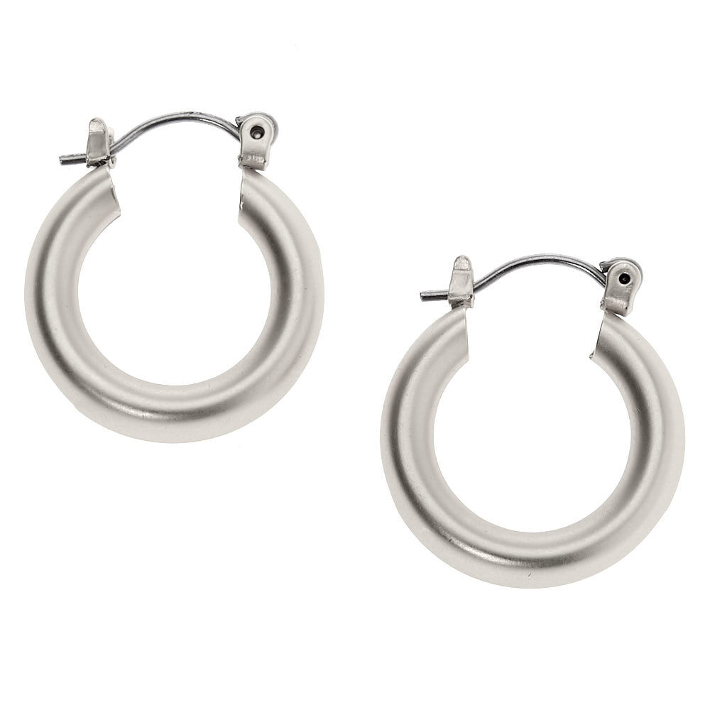 Silver 20MM Matte Tube Hoop Earrings,