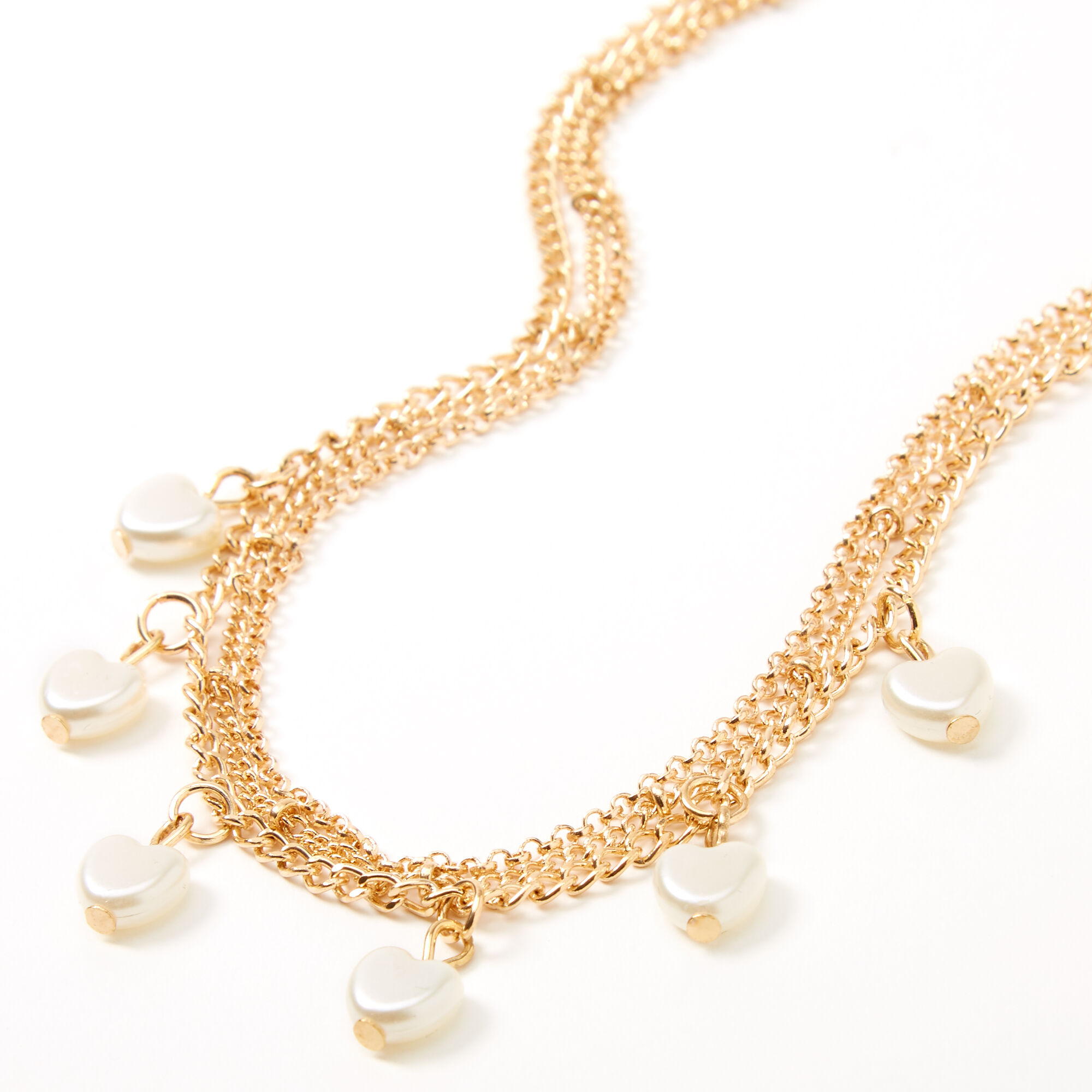Collier en perles d'imitation pendentif cœur couleur dorée Claire's Club,
