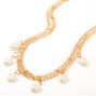 Claire&#39;s Club Gold Dangle Heart Pearl Necklace,