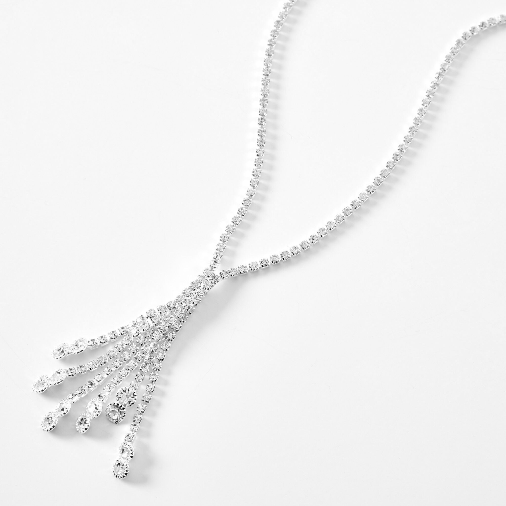 Silver fringe necklace on sale