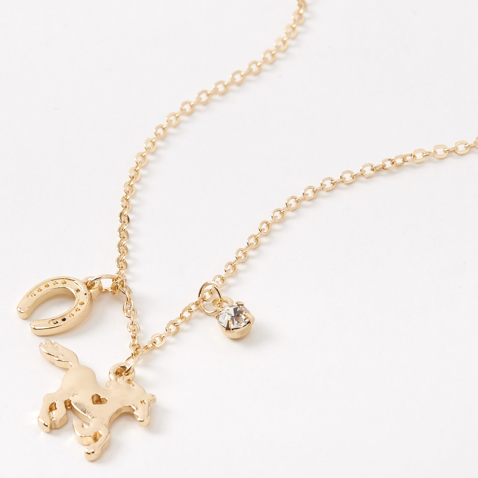 Gold Western Horse Pendant Necklace,