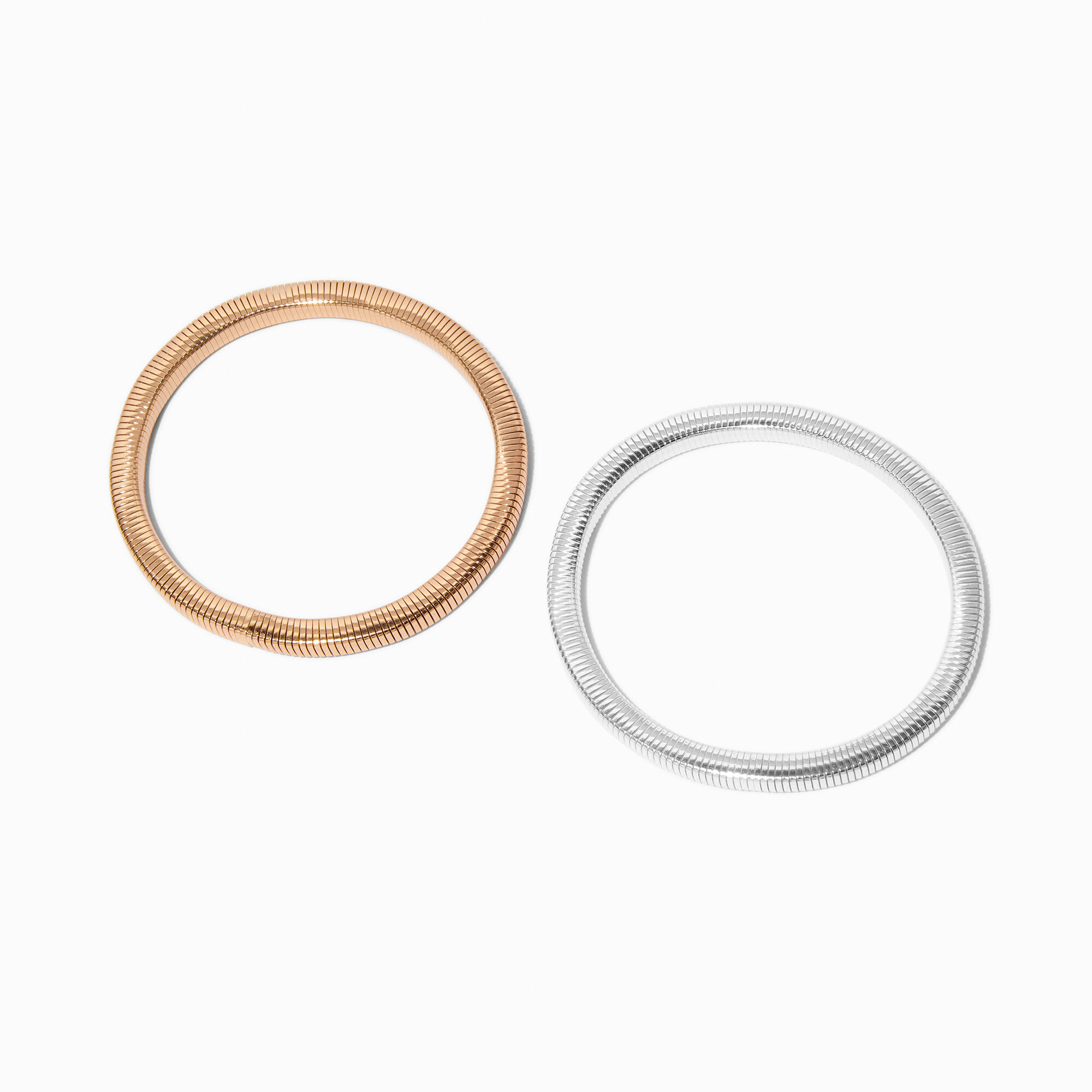Mixed Metal Spring Bangle Bracelets 2 Pack