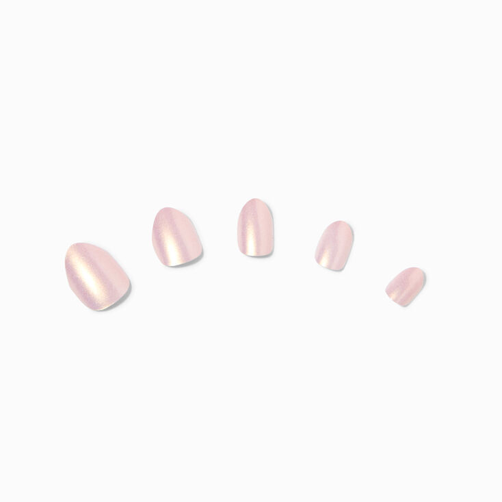 Nude Chrome Stiletto Press On Vegan Faux Nail Set - 24 Pack,