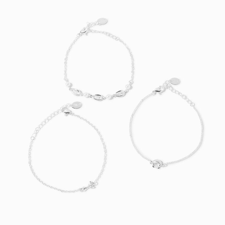 Claire&#39;s Club Silver Sea Critter Anklets - 3 Pack,