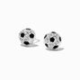 Silver Embellished Soccer Ball Stud Earrings,