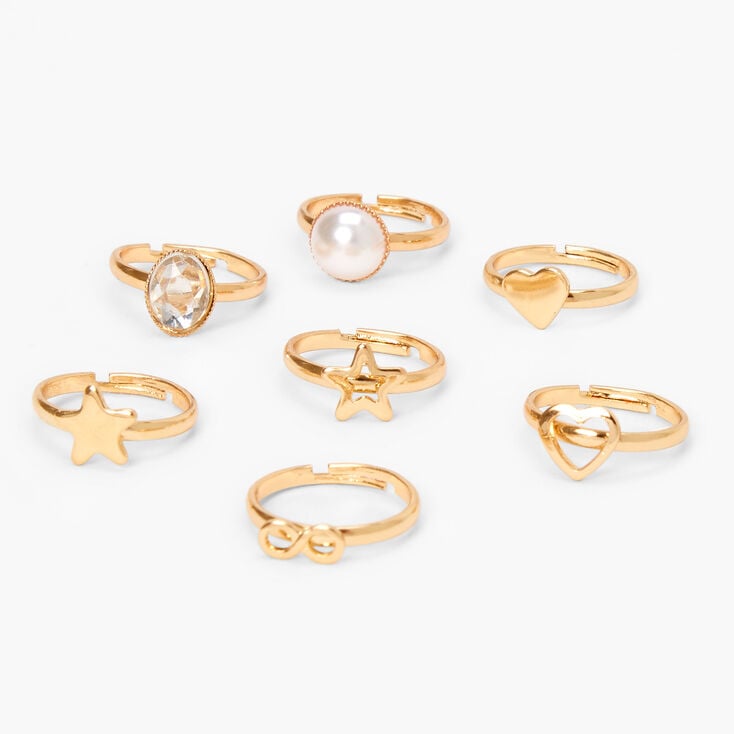 Claire&#39;s Club Gold Basics Rings - 7 Pack,