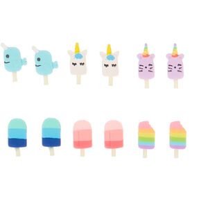 Unicorn Ice Pop Stud Earrings - 6 Pack,