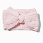 Claire&#39;s Club Pink Nylon Ribbed Chainlink Bow Headwrap,