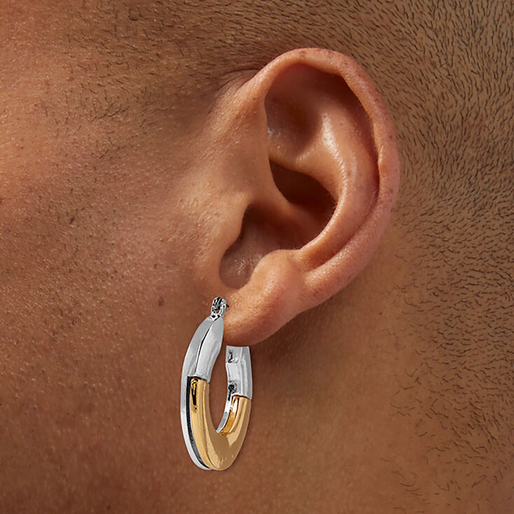Mixed Metal Half Hoop Earrings,