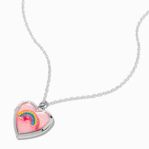 Claire&#39;s Club Rainbow Locket Silver-tone Necklace,