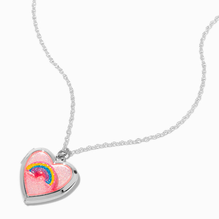 Claire&#39;s Club Rainbow Locket Silver-tone Necklace,