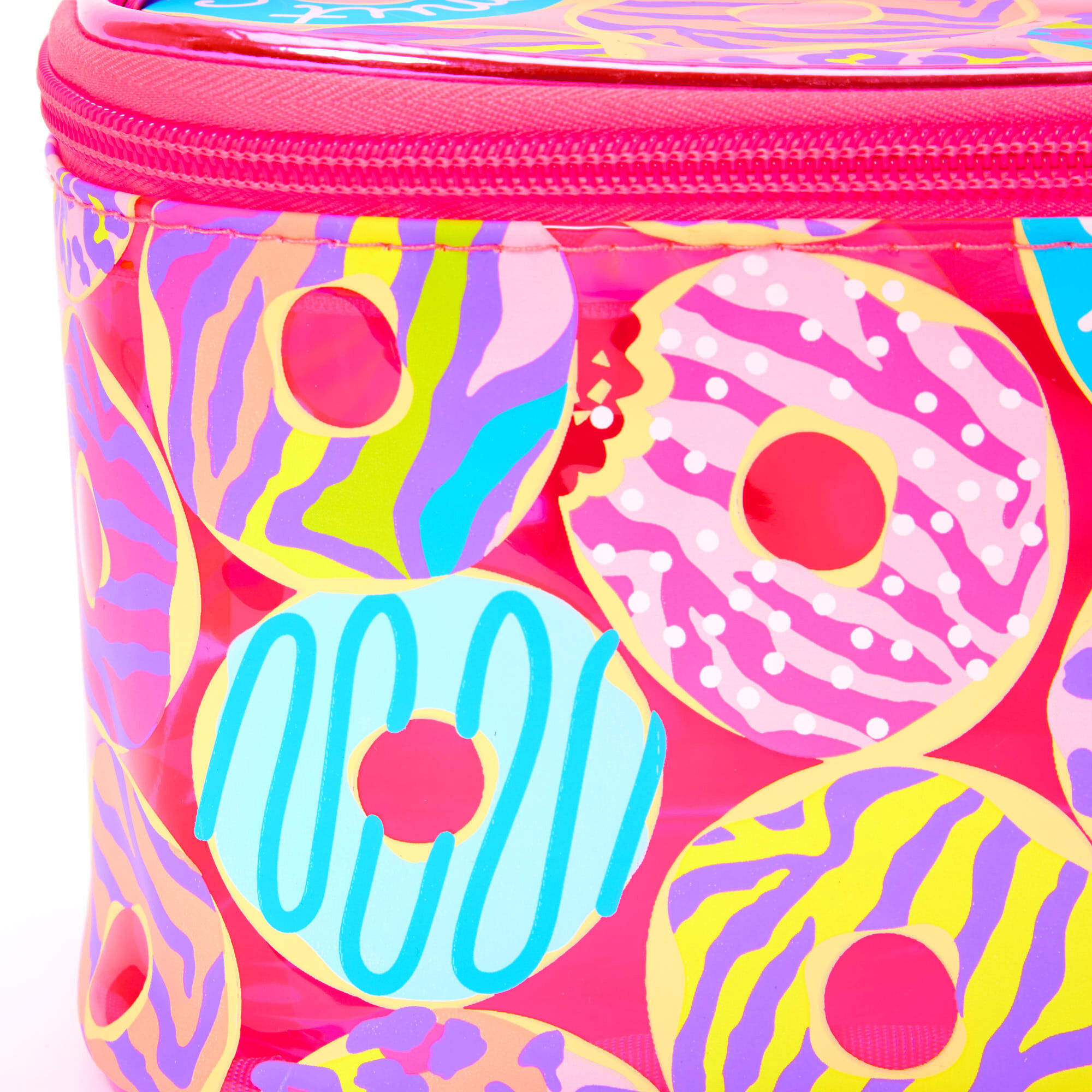 Trousse de maquillage imprimé donuts et animaux fluo - Rose,