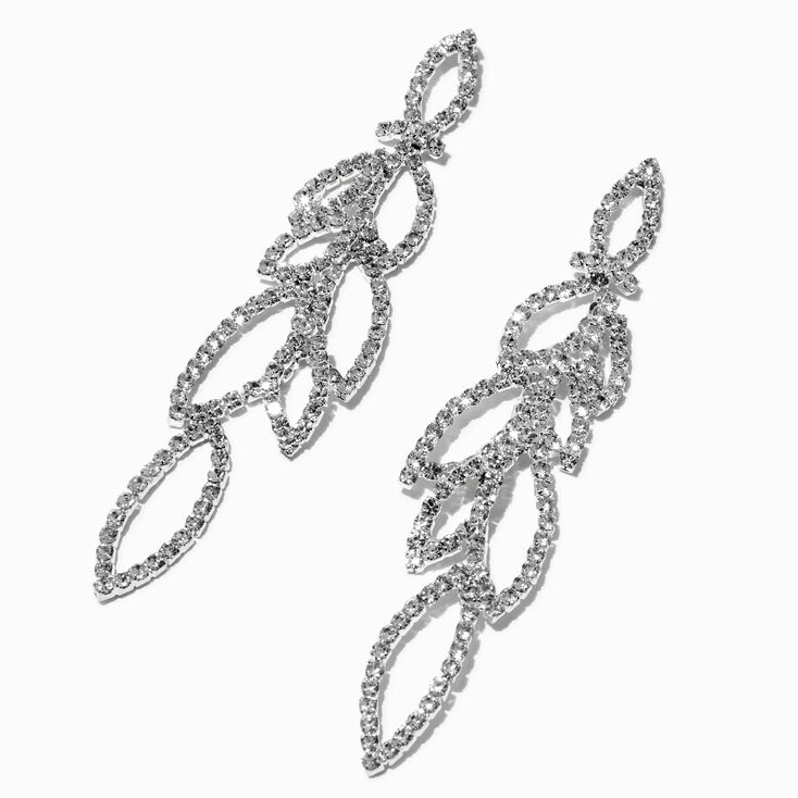 Pendantes lin&eacute;aires 9&nbsp;cm feuilles de strass,