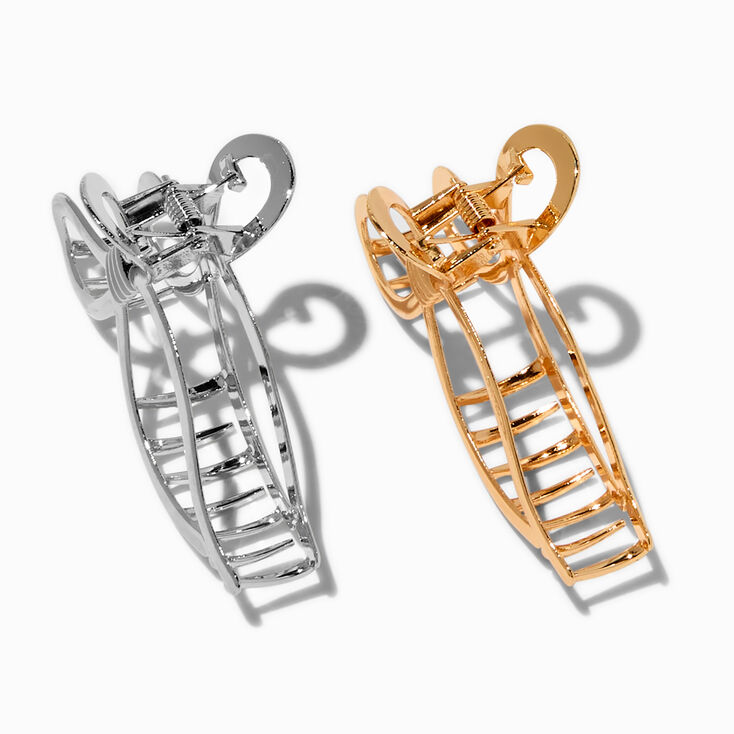 Mixed Metal Bow Hair Claws - 2 Pack ,