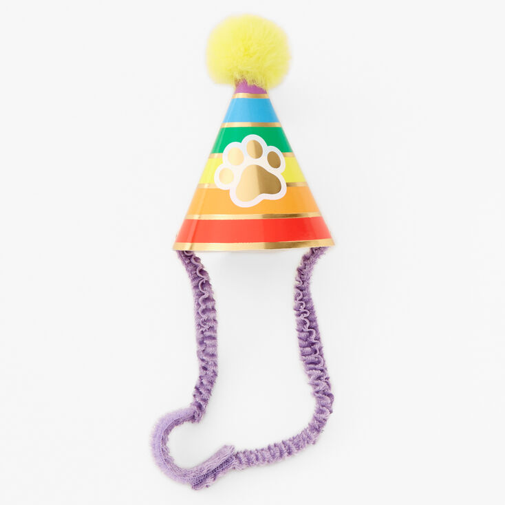 Rainbow Paw Print Pet Party Hat,