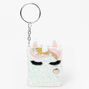 Glitter Unicorn Mini Diary Keychain - White,