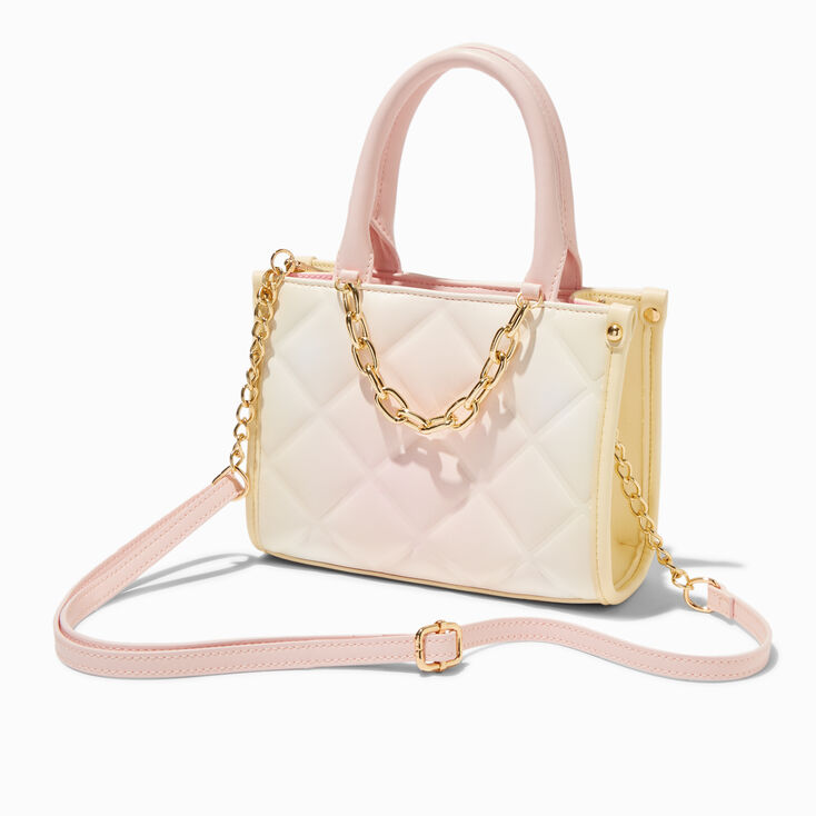 Pastel Yellow &amp; Pink Ombr&eacute; Crossbody Tote Bag,
