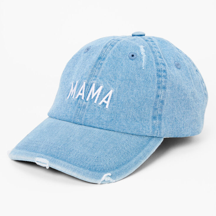 &#39;Mama&#39; Adjustable Denim Baseball Cap,
