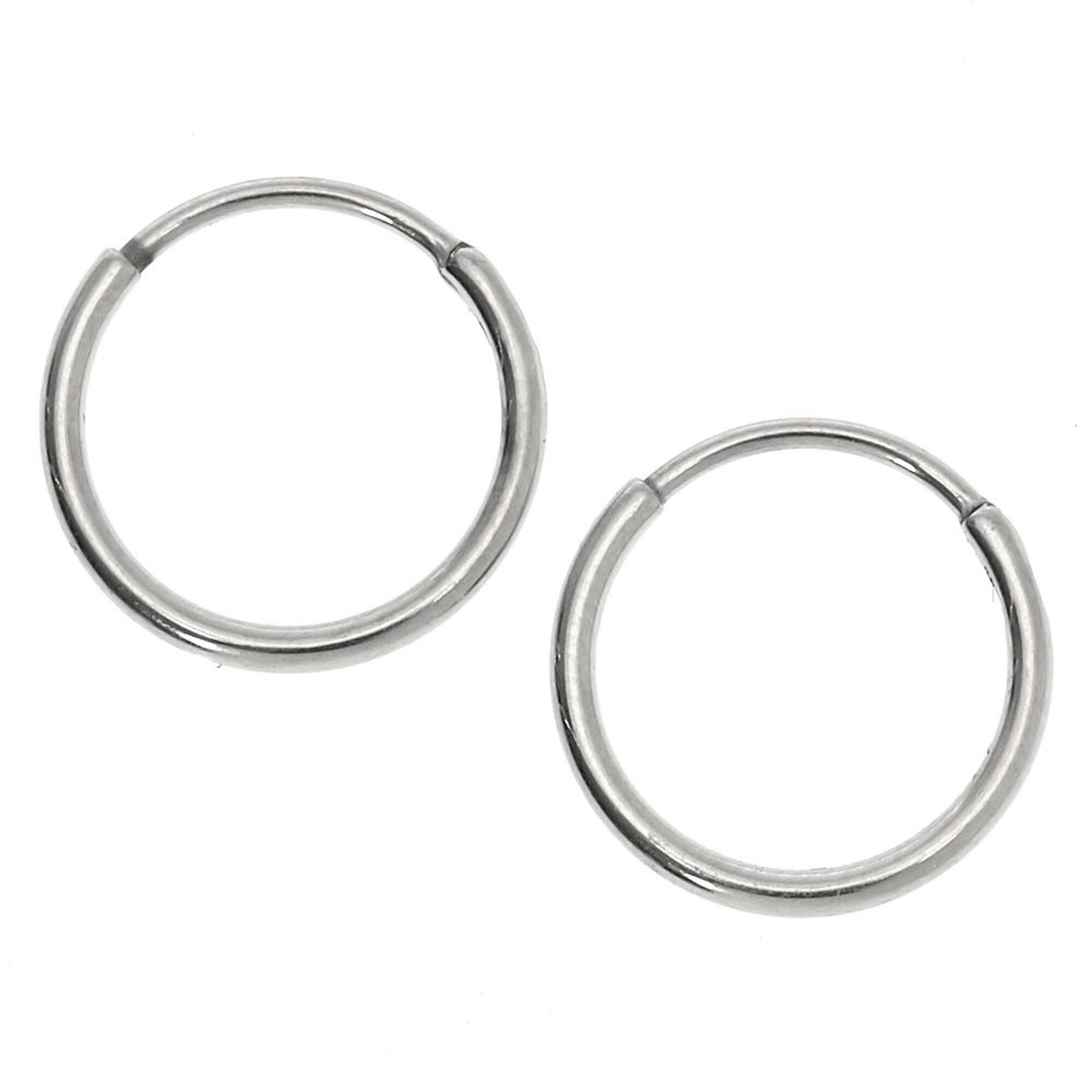 View Claires Titanium 12MM Sleek Hoop Earrings Silver information