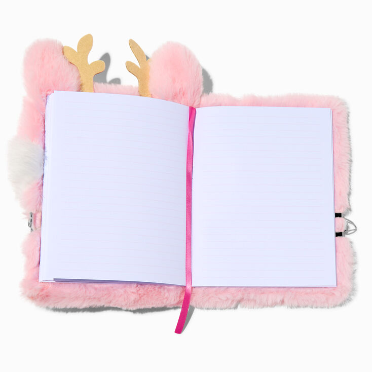 Pink Reindeer Costume Furry Lock Diary,