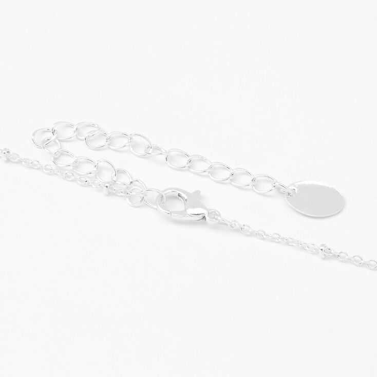 Silver Embellished Initial Blue &amp; Green Pendant Necklace - A,