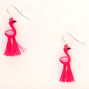 Silver 1.5&quot; Flamingo Drop Earrings - Pink,