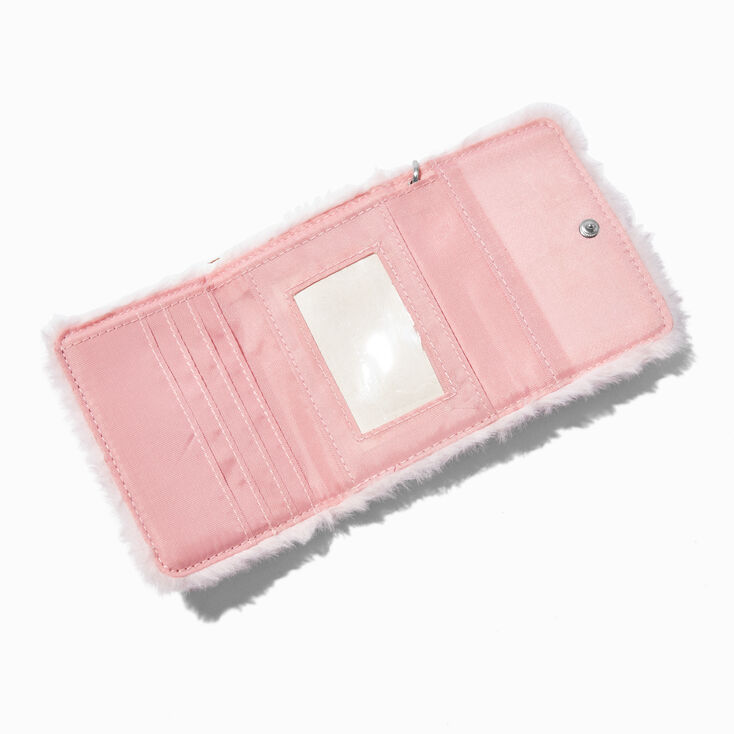 Pink Bunny Furry Trifold Wallet,