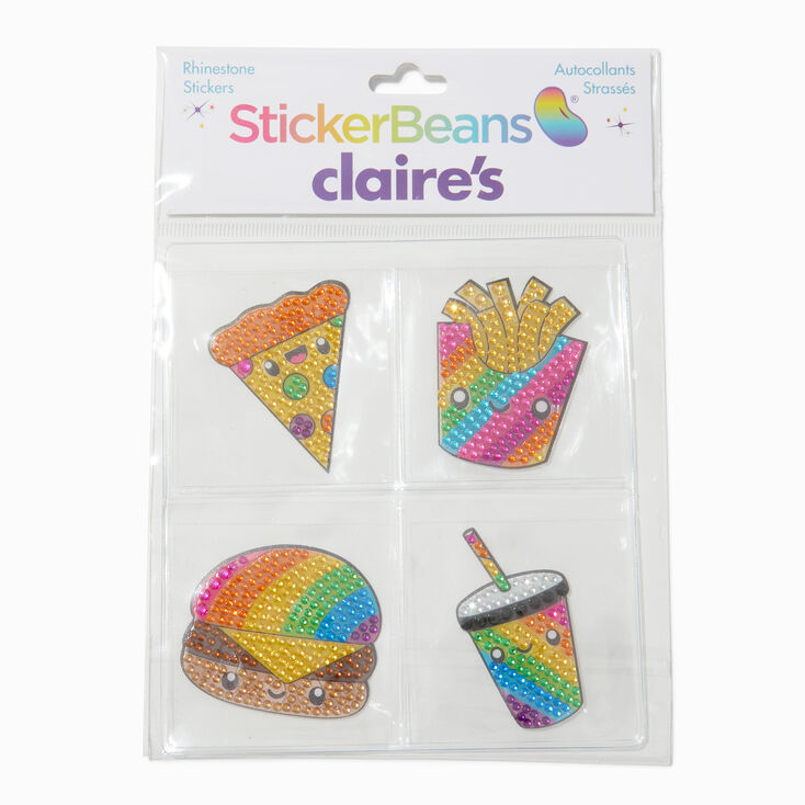 StickerBeans&reg; x Claire&#39;s Rainbow Food Rhinestone Sticker Set - 4 Pack,