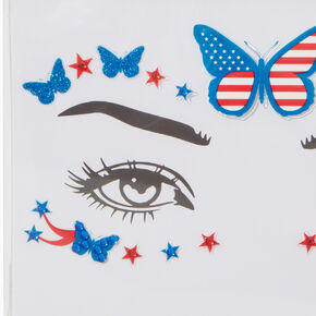Stars &amp; Stripes Butterfly Gemstones Face Stickers,