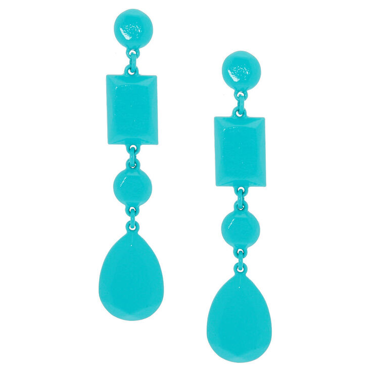 3&quot; Bright Shape Drop Earrings - Teal,
