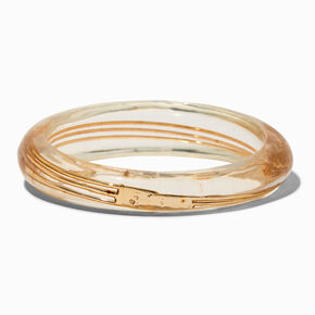 Gold-tone Wire Wrap Clear Acrylic Bangle Bracelet,