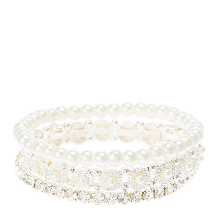 Bracelets &eacute;lastiques en perles d&#39;imitation et strass,