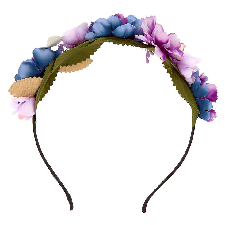 Metallic Galaxy Flower Crown Headband - Purple,