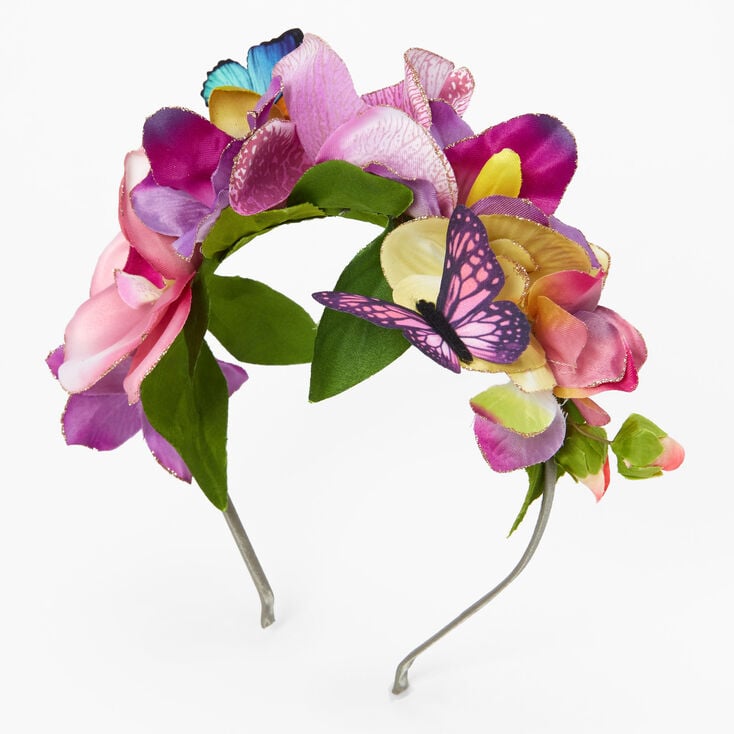 Purple Orchid Flower Crown Headband,