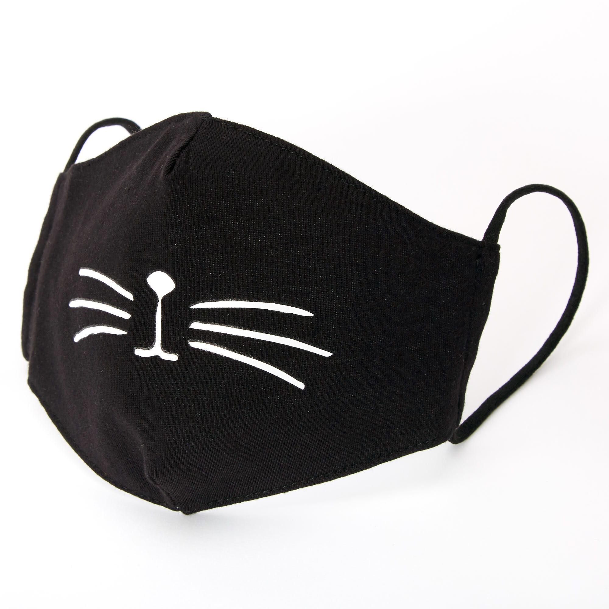 Cotton Black Cat Whisker Face Mask Child Medium Large Claire S
