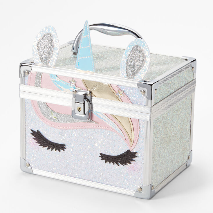 Silver Glitter Unicorn Lock Box,