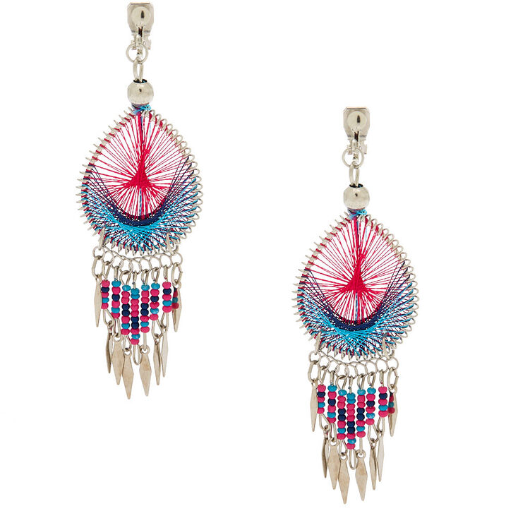 Claire's Pendantes à clip filetées roses couleur argenté 8 cm