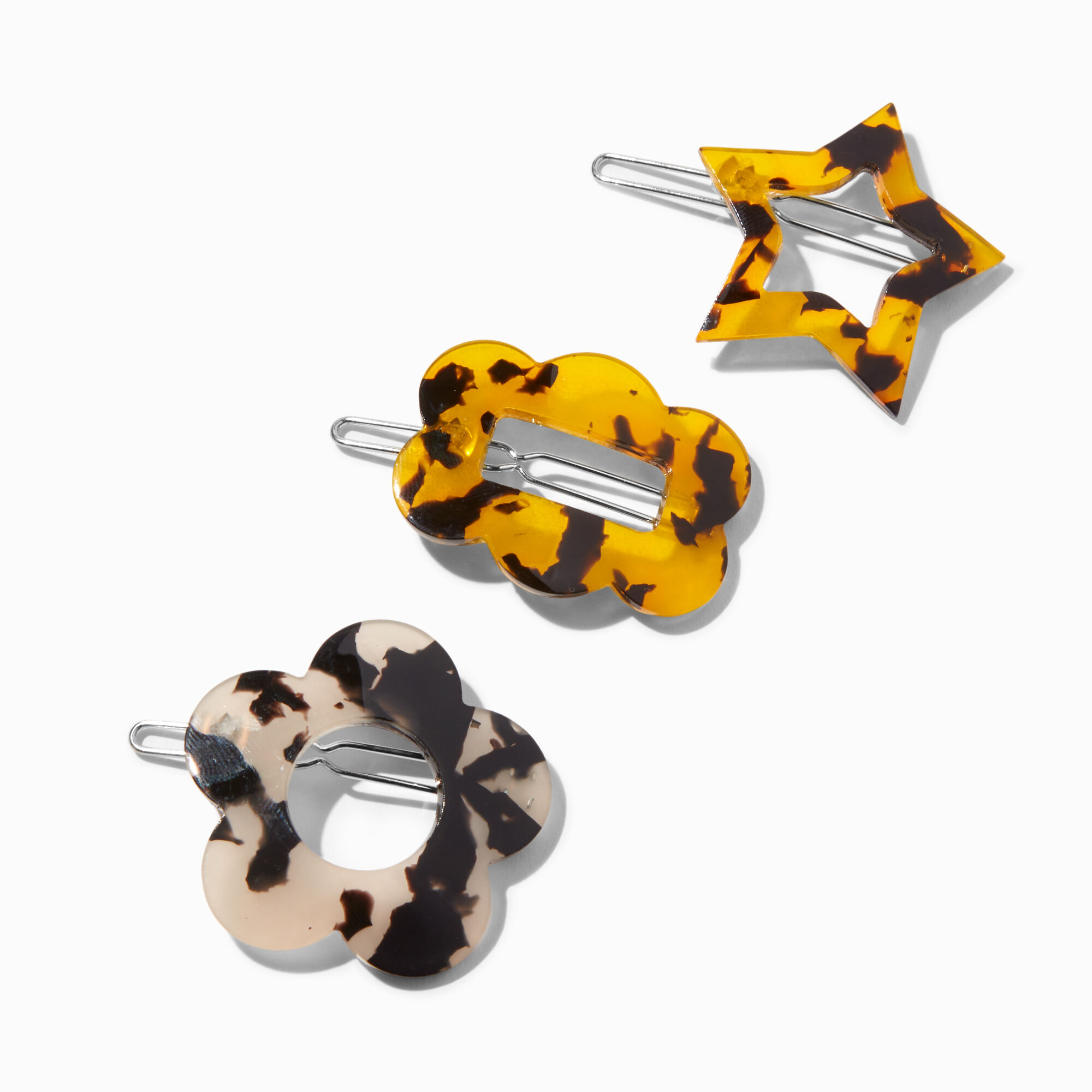 View Claires Mixed Design Tortoiseshell Hair Clips 3 Pack information