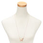Rose Gold Filigree Butterfly Long Pendant Necklace,