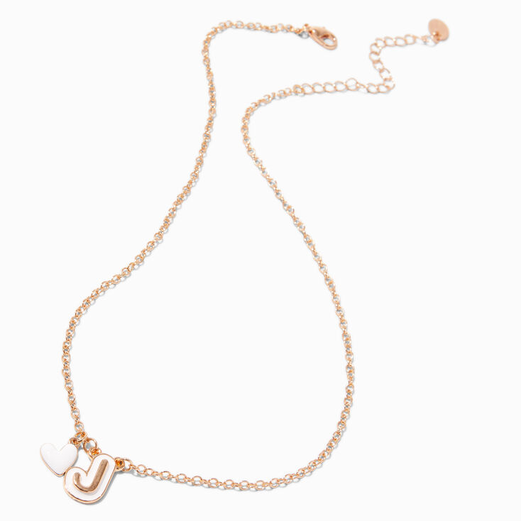 Collier &agrave; pendentif c&oelig;ur &agrave; initiale bulle blanche&nbsp;- J,