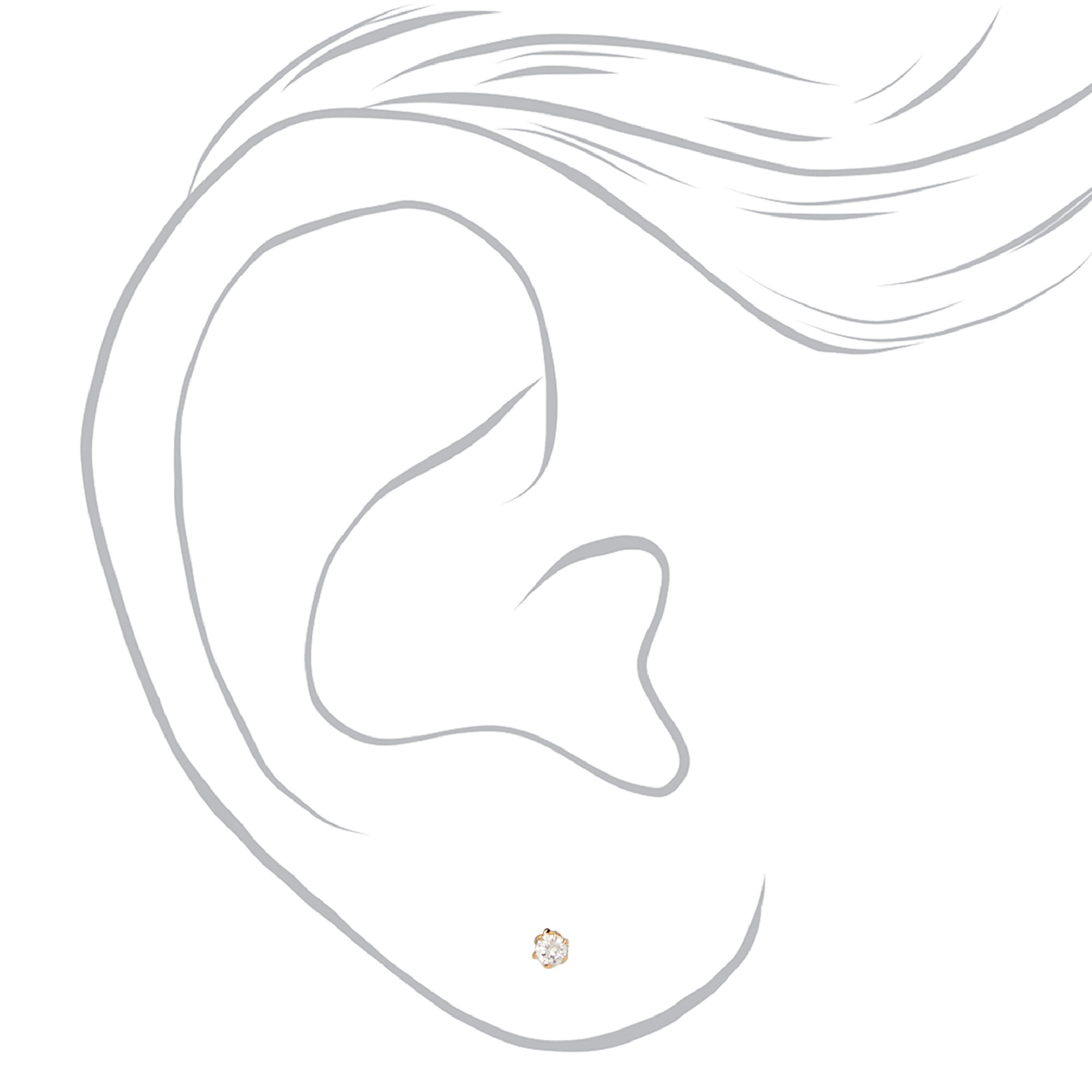 C LUXE by Claire's 18kt Gold Plated Cubic Zirconia 2mm Round Stud Earrings,