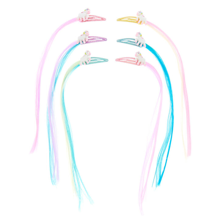 Claire&#39;s Club Faux Hair Unicorn Snap Hair Clips - 6 Pack,