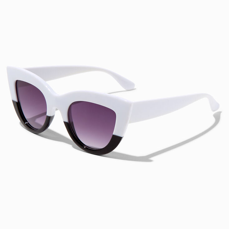 Chunky Black &amp; White Cat Eye Sunglasses,
