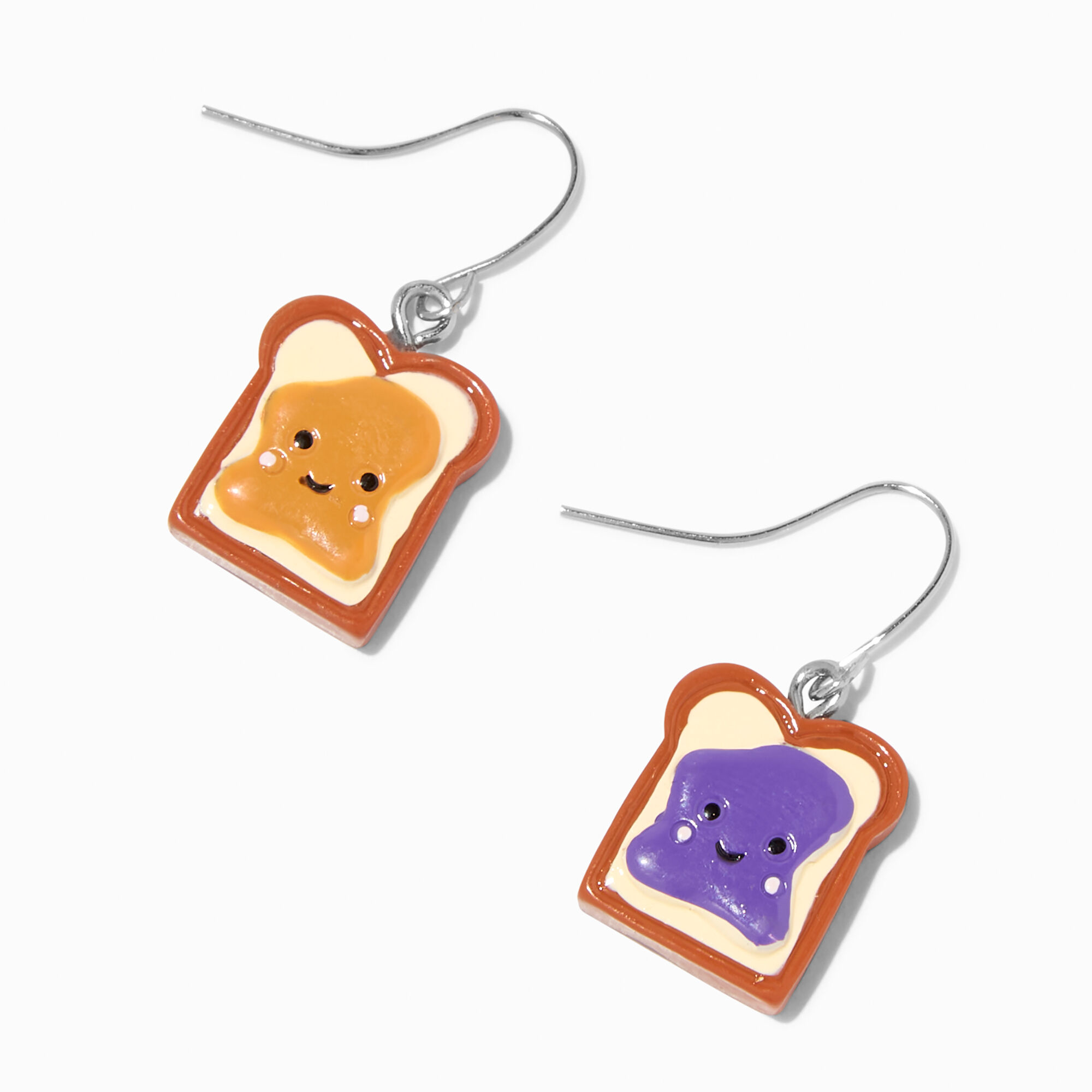 View Claires Peanut Butter Jelly Sandwich Drop Earrings Silver information