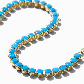 C LUXE by Claire&#39;s 18k Yellow Gold Plated Turquoise Tennis Bracelet,