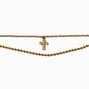 Gold-tone Crystal Cross Stainless Steel Multi-Strand Chain Anklet ,
