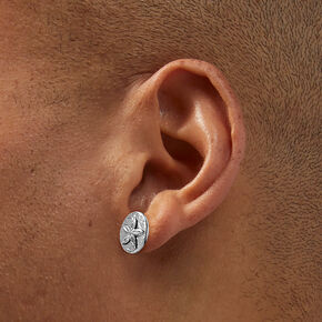 Clous d&rsquo;oreilles dollars des sables couleur argent&eacute;e,