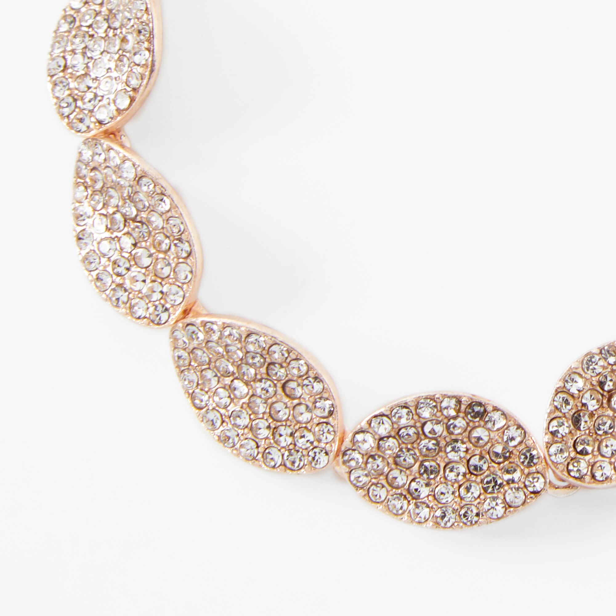 Rose Gold Pave Crystal Leaf Bolo Bracelet,