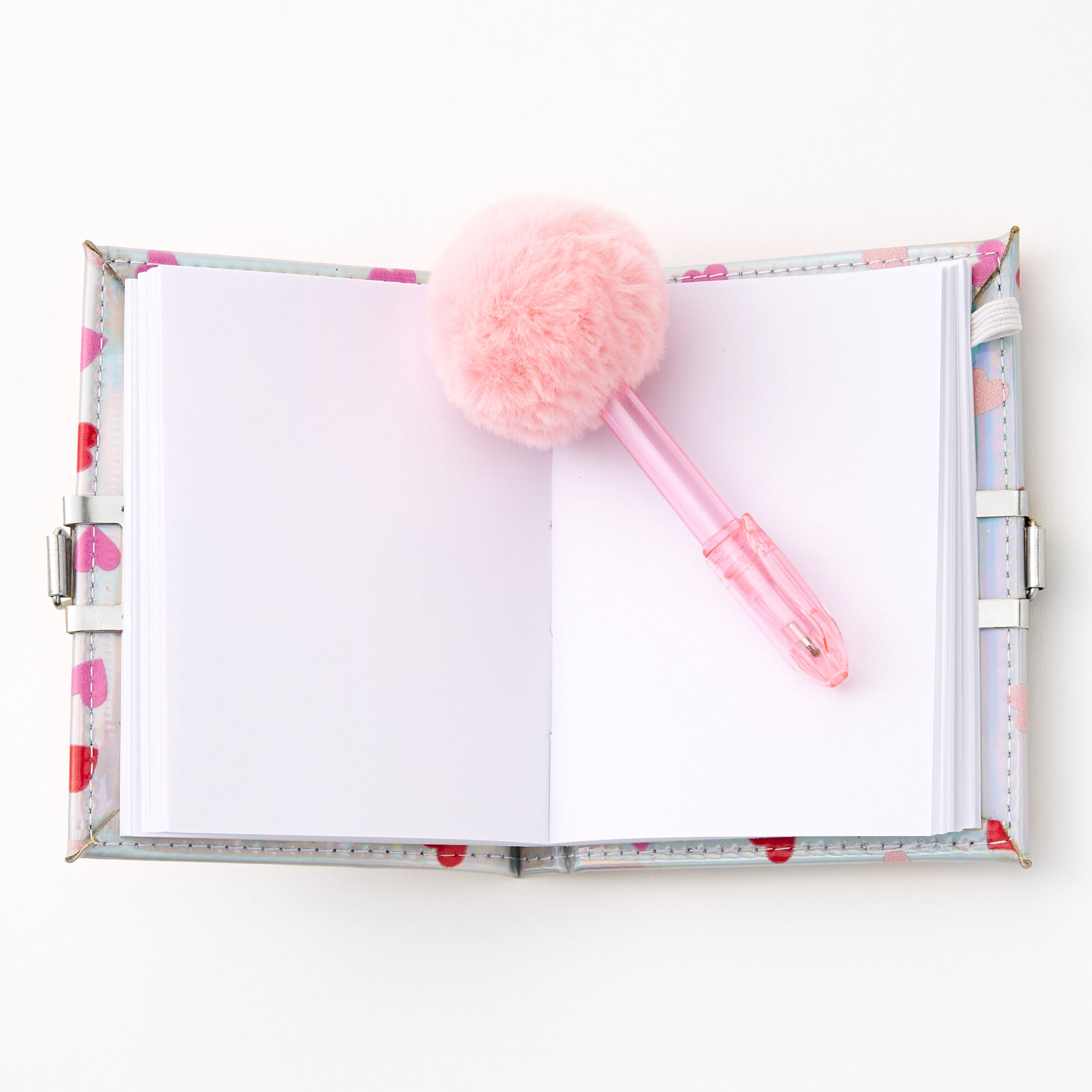 Shakey Hearts Lock Notebook & Pom Pom Pen,