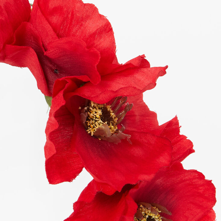 Red Poppy Flower Crown Headband,